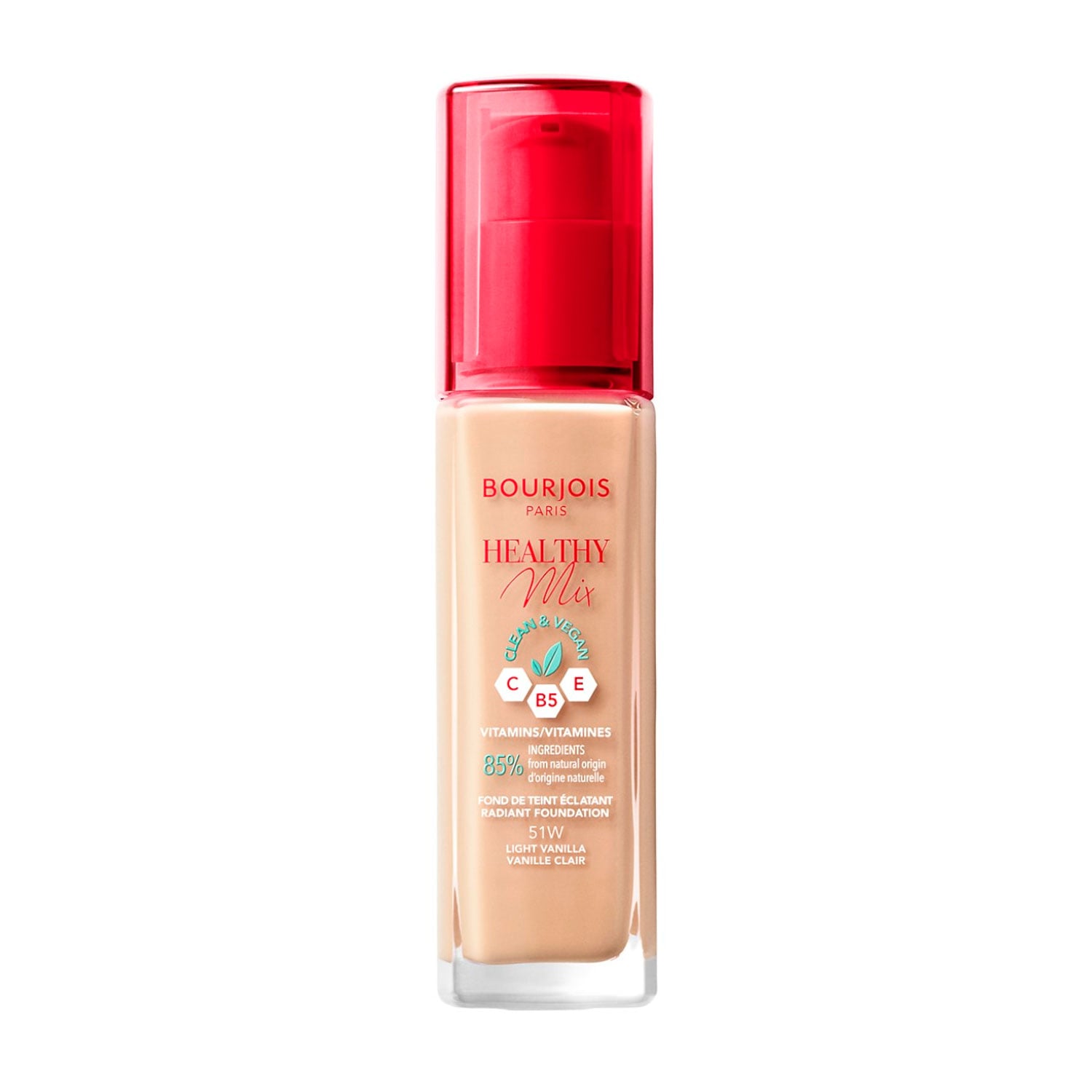 Тональна основа для обличчя Bourjois Healthy Mix Clean &amp; Vegan, 51W Light Vanilla, 30 мл